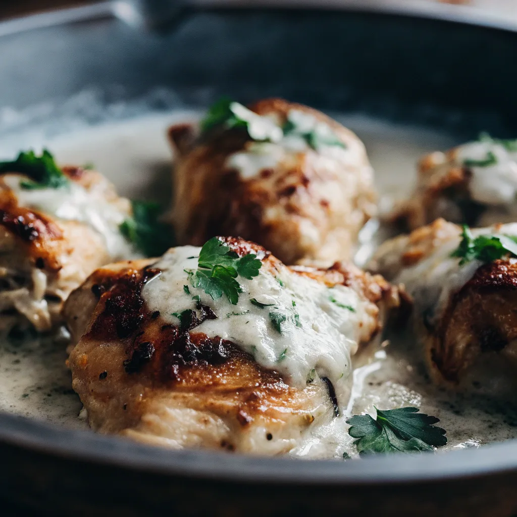 Cheesy Garlic Butter Chicken Thighs