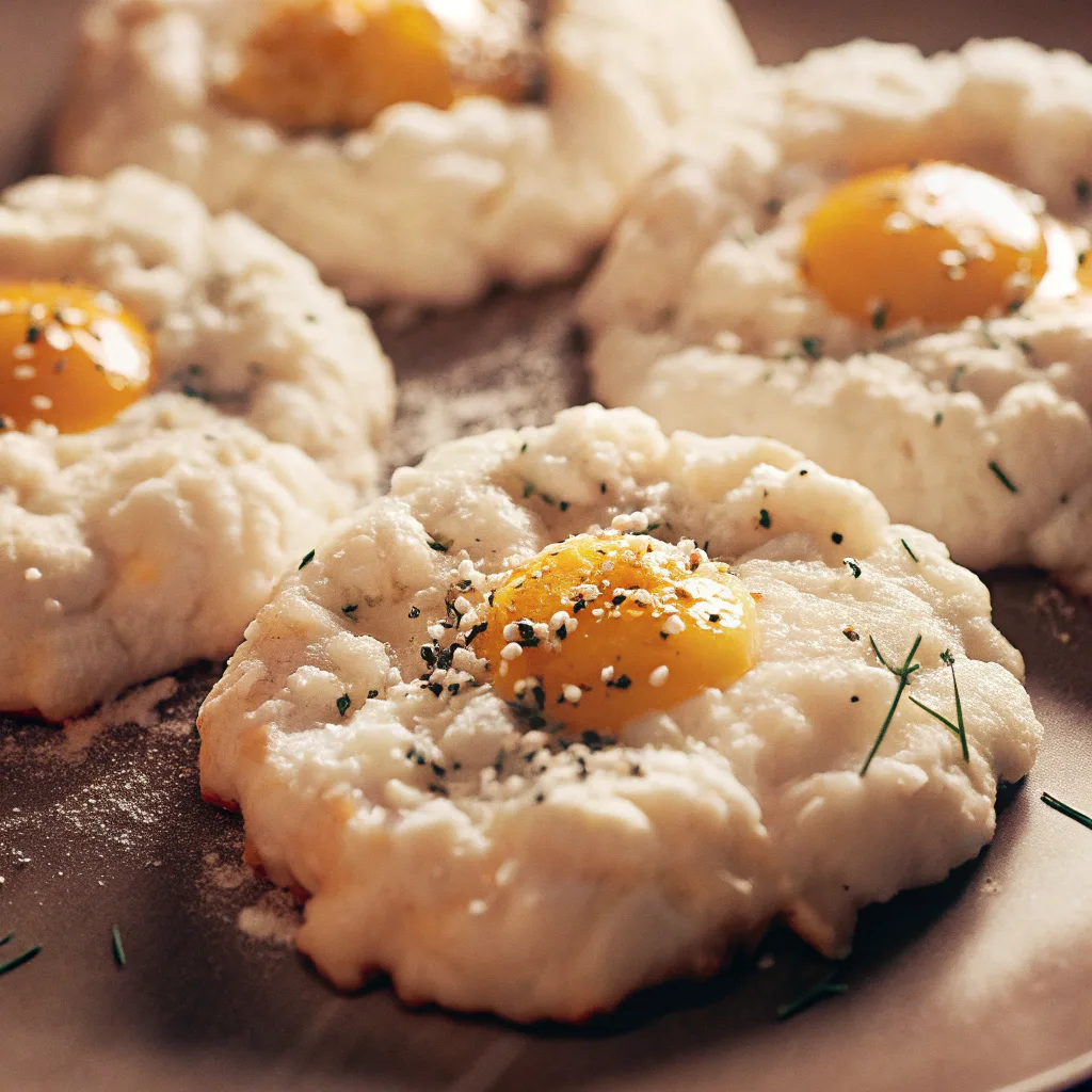 Cloud eggs with parmesan and chives