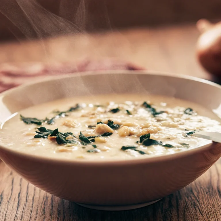 Creamy white bean soup with spinach