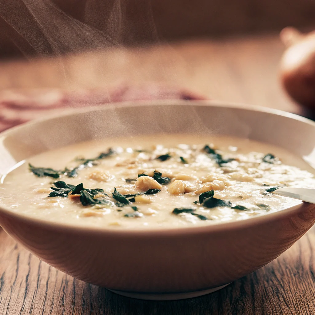 Creamy white bean soup with spinach