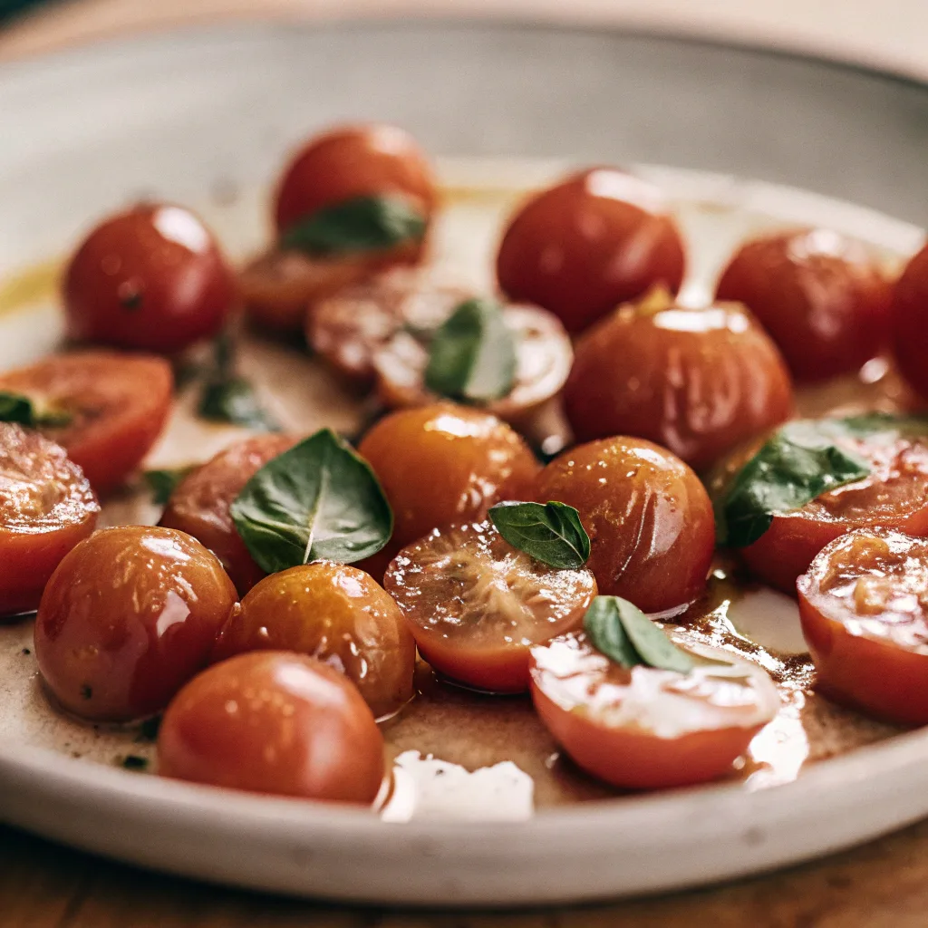 Garlicky Cherry Tomatoes with Basil