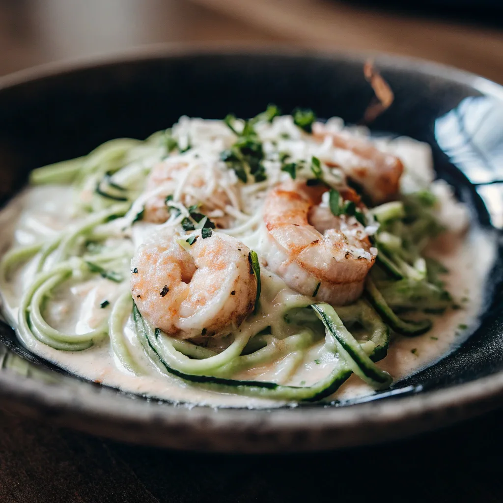 Shrimp alfredo with zoodles