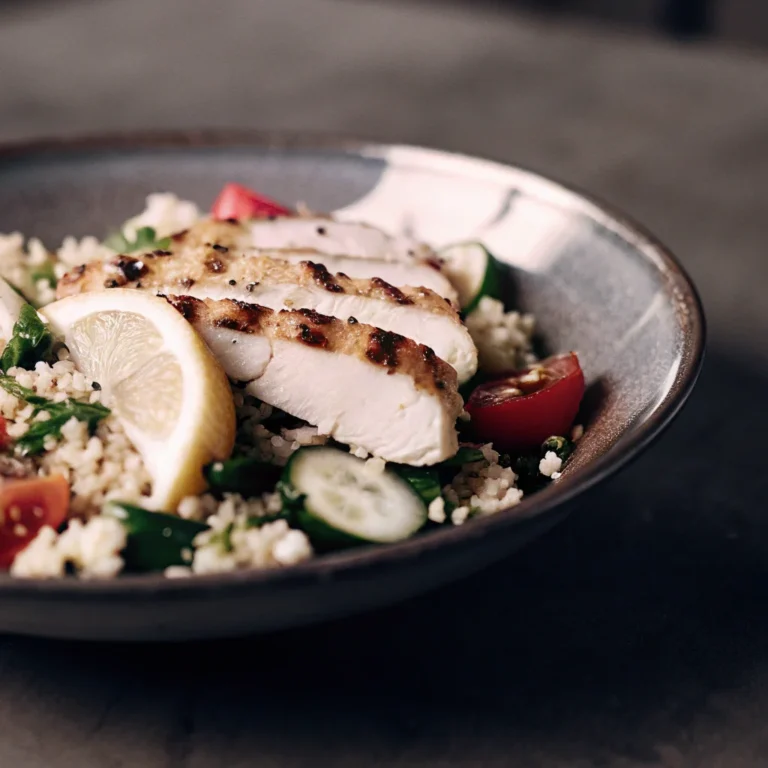 Lemon herb quinoa salad with cucumbers and tomatoes