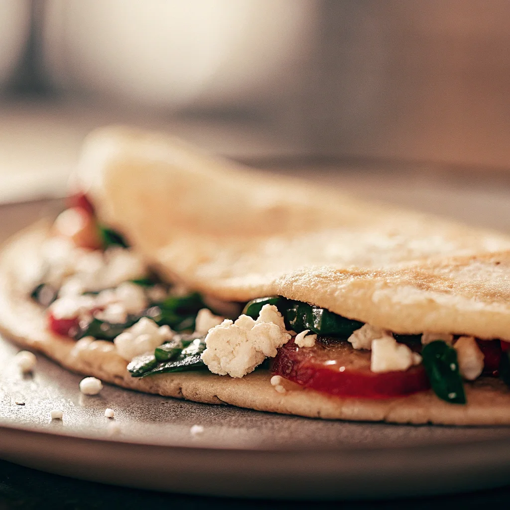 Spinach, tomato, and feta omelet