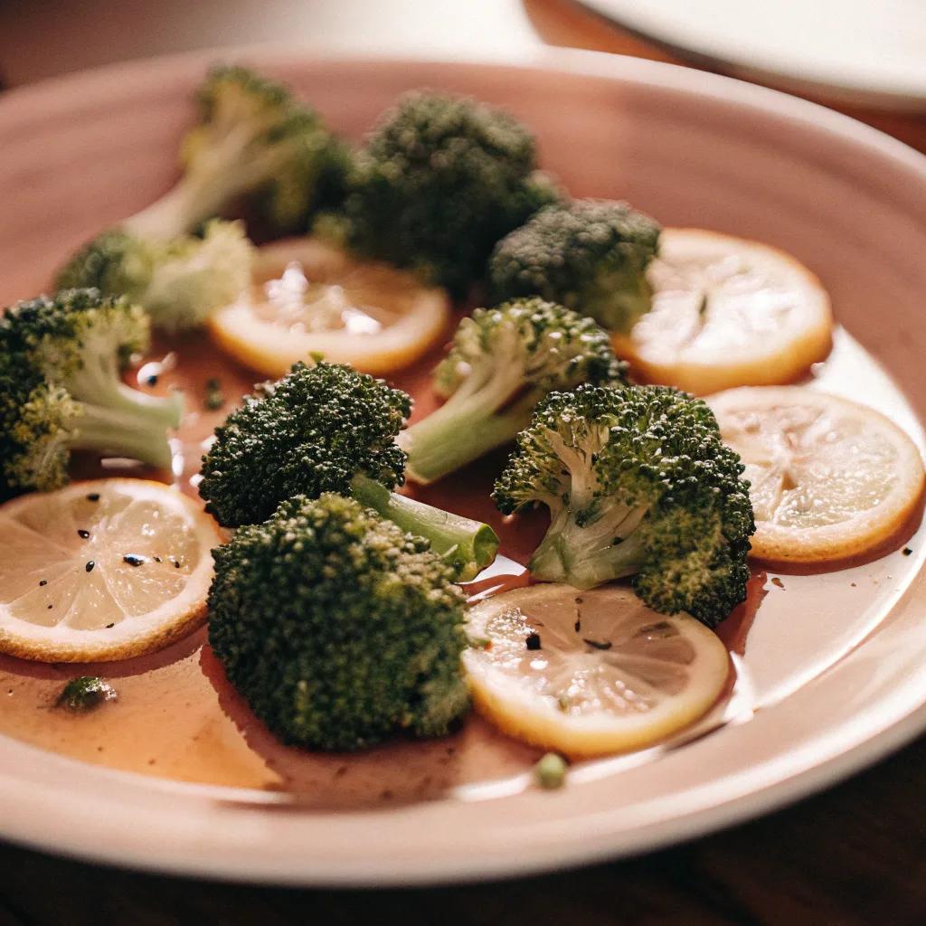 Steamed Broccoli with lemon and olive oil