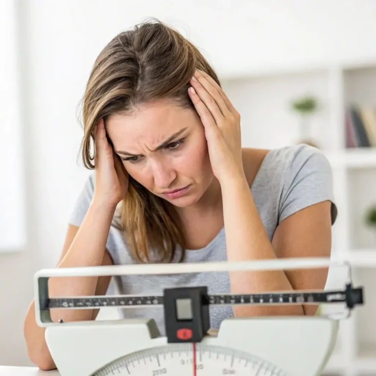 Being frustrated after seeing the numbers on a scale.