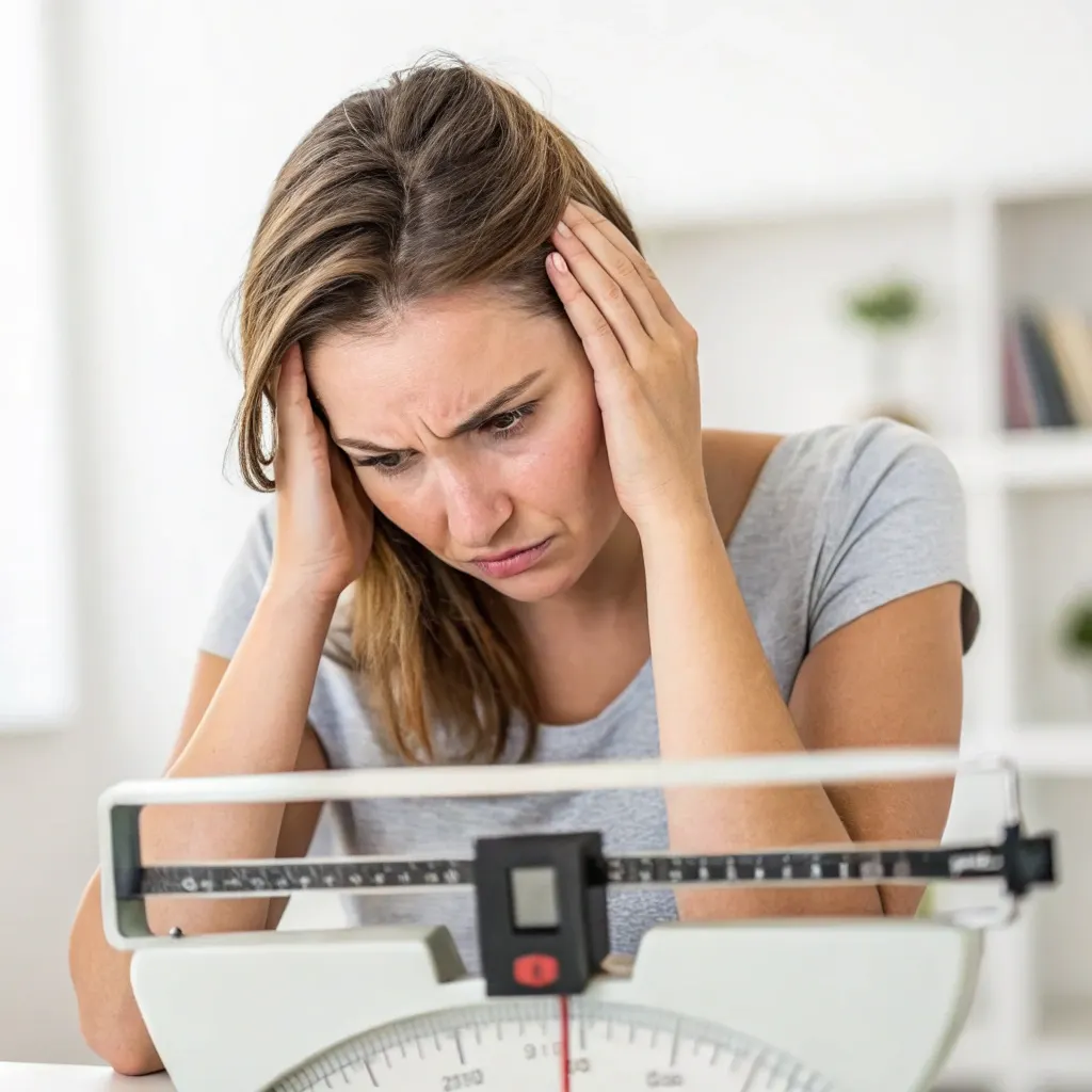 Being frustrated after seeing the numbers on a scale.