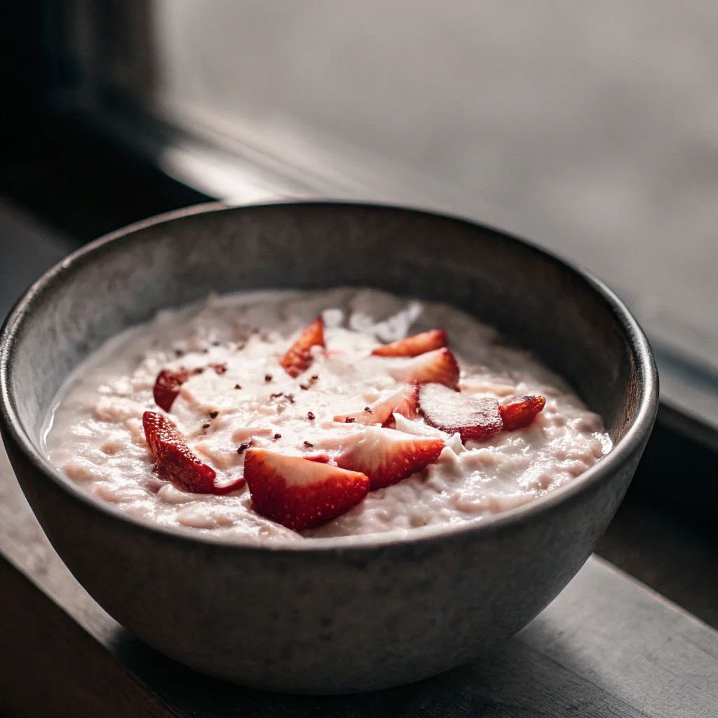 Chilled Strawberry Coconut Rice Pudding