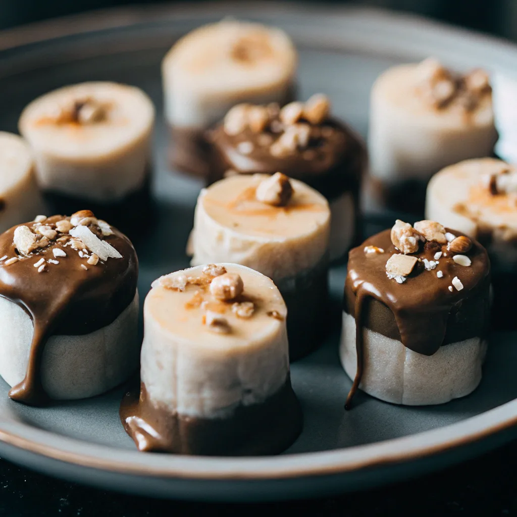 Frozen Banana Bites with Dark Chocolate and Almond Butter