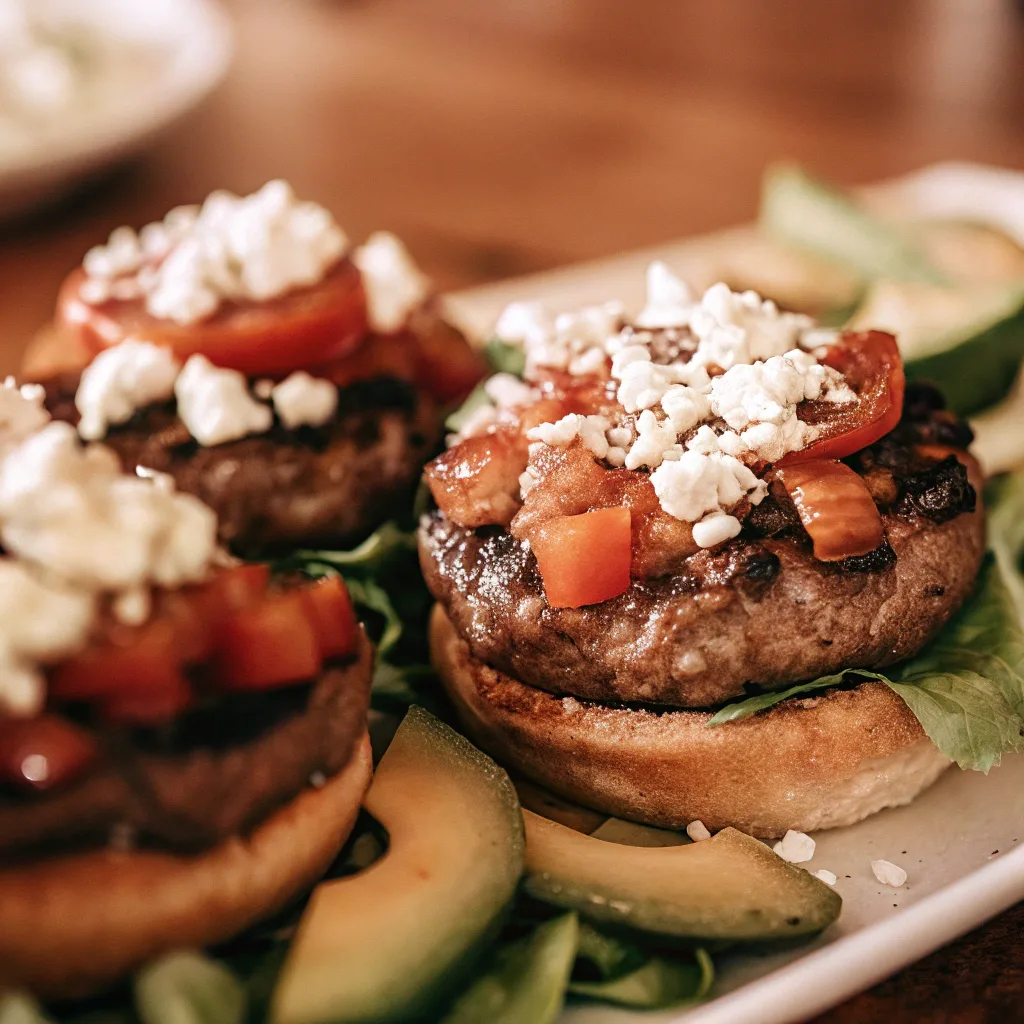 Keto Greek Feta Stuffed Burgers