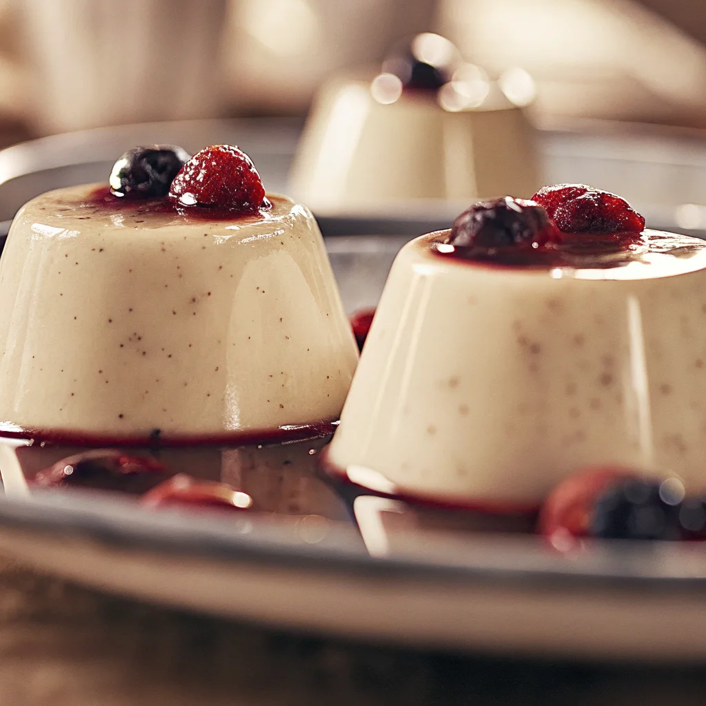 Keto-friendly Vanilla Bean Panna Cotta with Berry Coulis