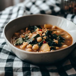 Spanish inspired chickpea spinach stew