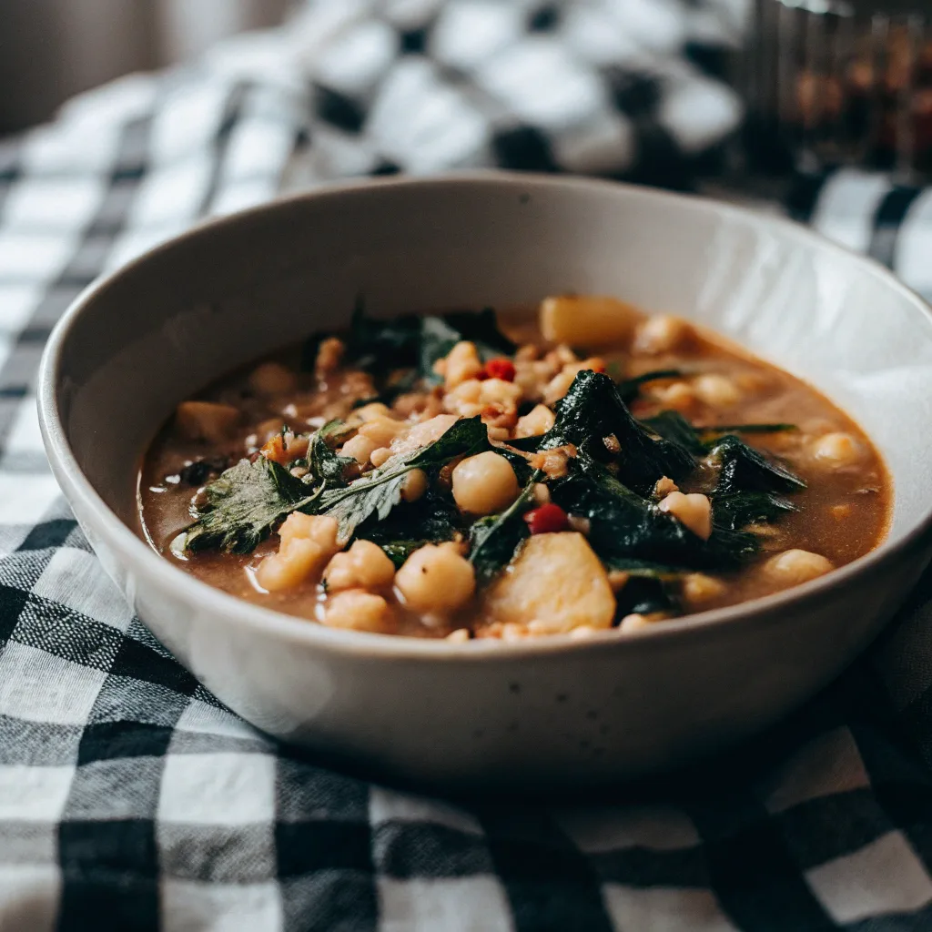 Spanish inspired chickpea spinach stew