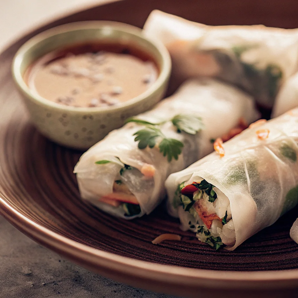 Vietnamese Fresh Spring Rolls with Peanut Dipping Sauce