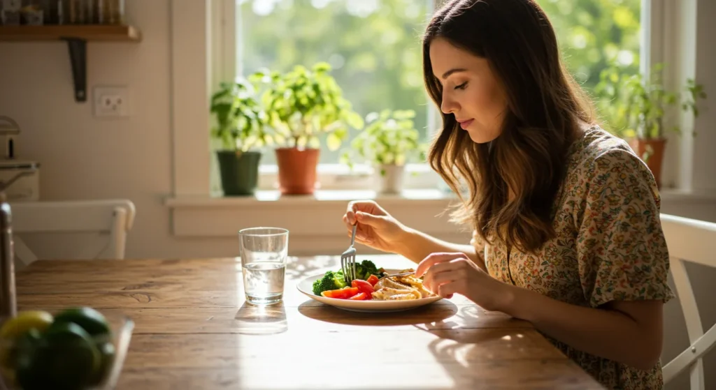 Eat healthy; eat regularly.